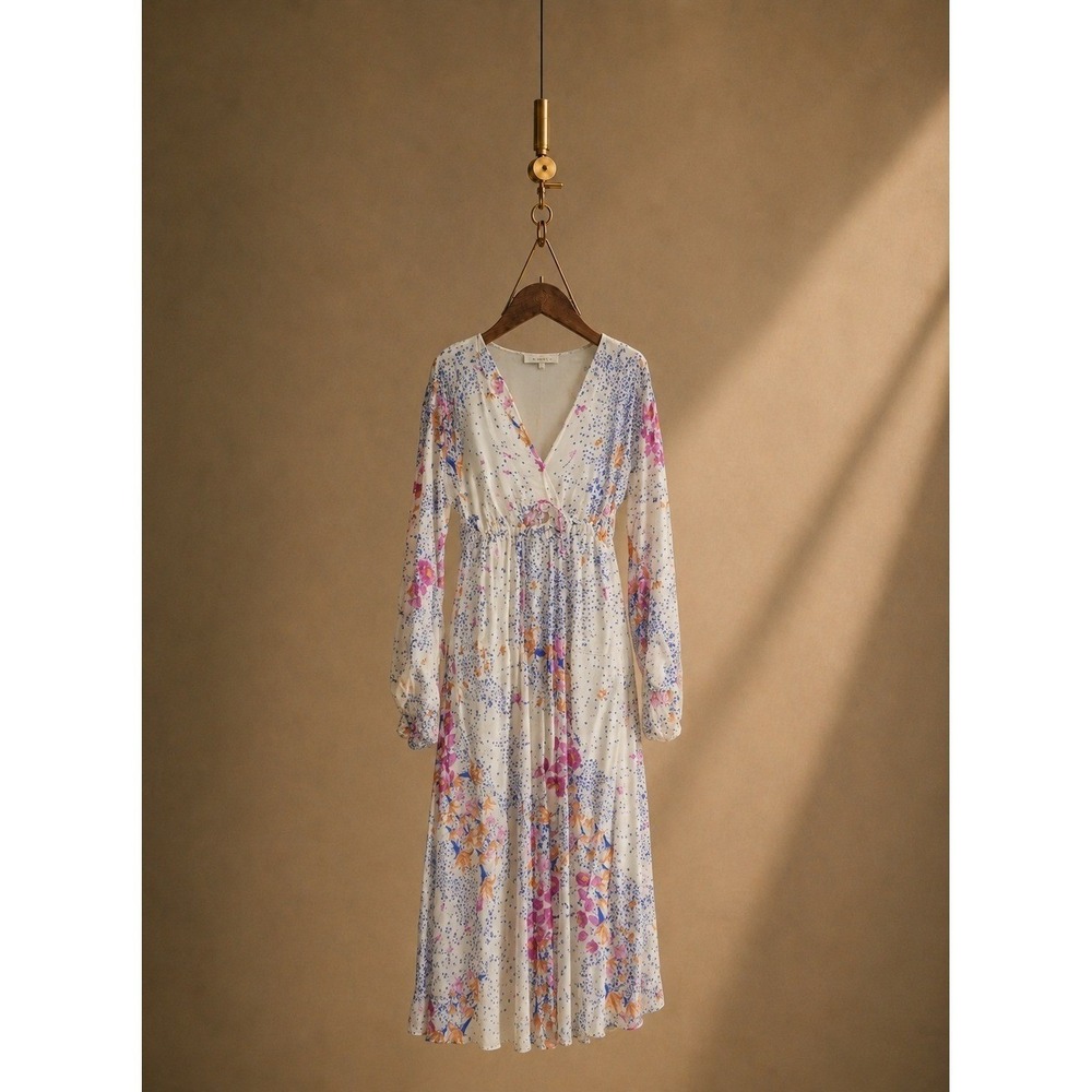 AGUA by Agua Bendita Antonieta Capullo Kaftan XS/S Floral Jacquard Maxi Dress